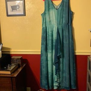 Tie-dyed ombré sleeveless boho maxi dress-20 plus